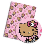 serviettes hello kitty motif coeurs nœuds papillon léopard rose beige marron noir blanc