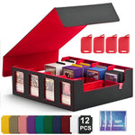 boîte rangement cartes collection 3000 capacités aimants 12 pochettes noir rouge moderne