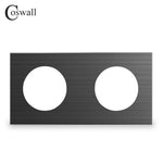 interrupteur tactile mural moderne 86mm noir bleu clair finition brillante