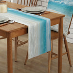 nappe deco moderne nappe polyestre bleu blanc sable plage minimaliste 30x45cm 90x45cm 150x45cm 180x45cm