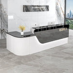 comptoir accueil moderne blanc tiroirs rangement mobilier commercial luxe minimaliste