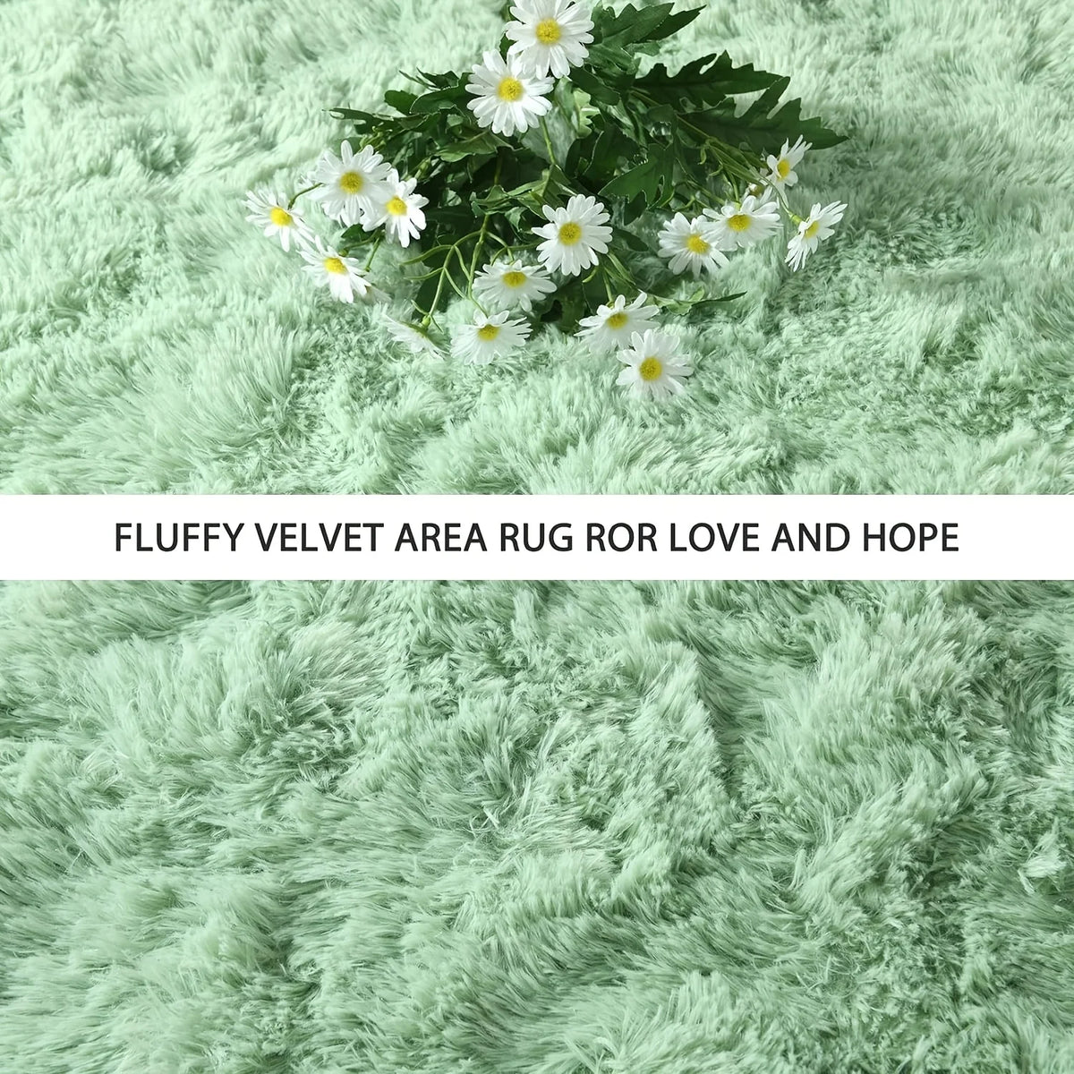 tapis vert pastel doux fourré moderne salon chambre décoration intérieure polyester peluche simple sage
