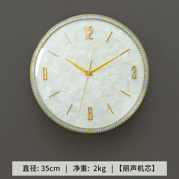 horloge murale moderne simple décoration intérieure visage unique opale naturelle fixation blanc marbré