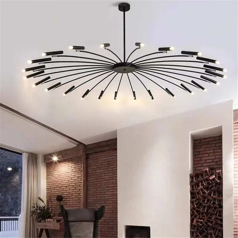 suspension lumineuse moderne noire tubes lumineux réglable métal led chambre salon