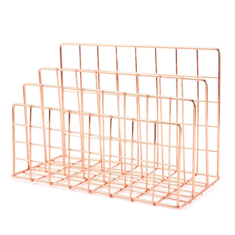 porte revues métal argenté rose gold moderne minimaliste grille mailles regulieres