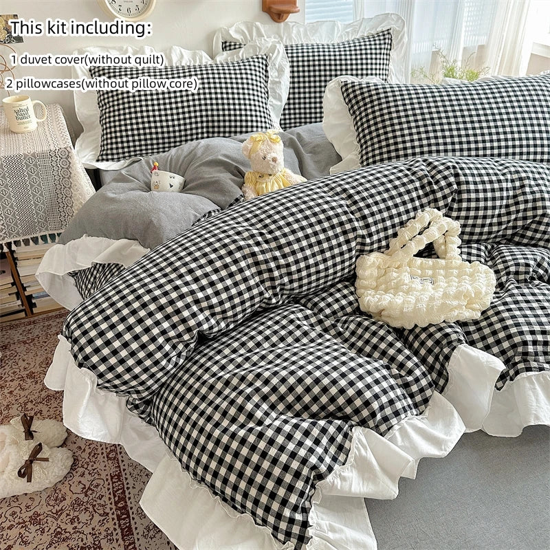 housse couette carreaux rouge blanc vintage romantique pièces 180x210cm 200x200cm 220x240cm