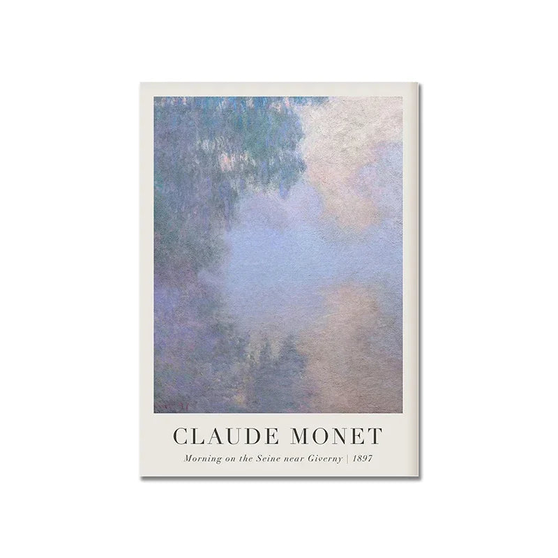 affiche murale toile peinture impressionniste nénuphar monet cadre bois décoration salon classique