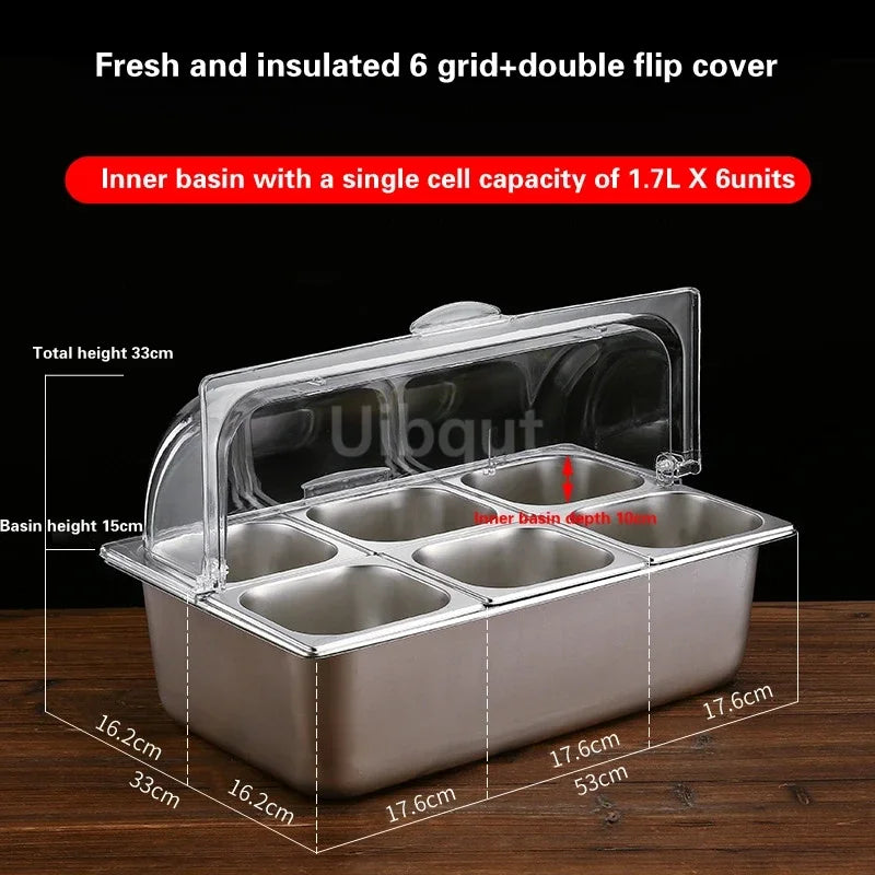 bac alimentaire acier inoxydable couvercle transparent poignée buffet cuisine moderne
