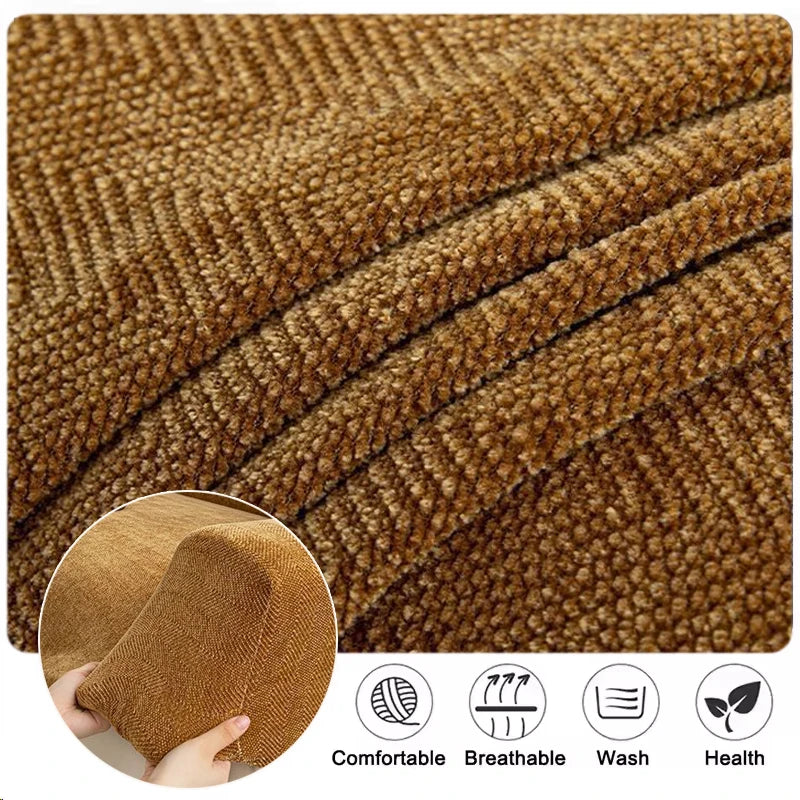 housse canapé marron clair texture lin moderne elastiques machine wash seater sofa cover