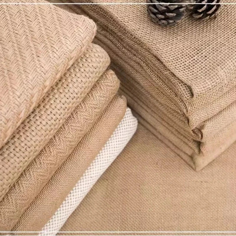 tissu jute rustique beige clair tissé grossier antidérapant textile naturel occasion bricolage simple