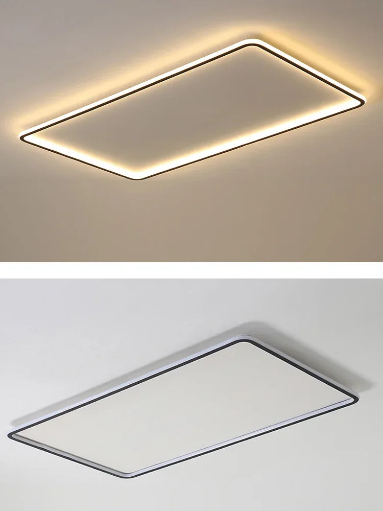 plafonnier led rectangulaire blanc moderne luminaire salon maison intérieur épuré aluminium blanc