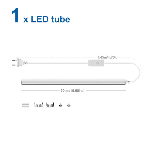 tube led blanc moderne 50cm interrupteur câble électrique opacité lisse aluminium chambre cuisine entrée