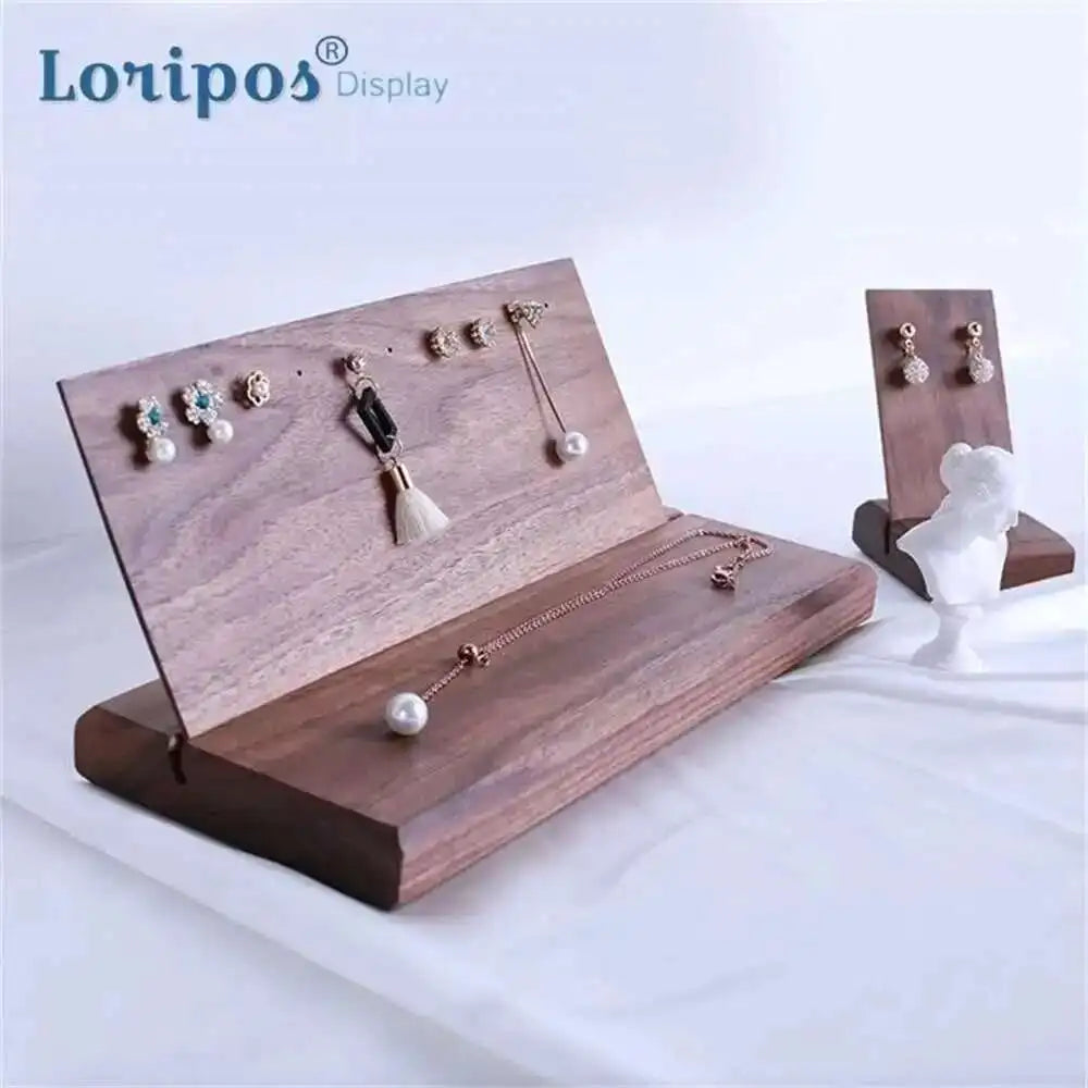 présentoir bijoux bois marron boucles d’oreilles colliers bagues support armoire rustique minimaliste