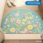 tapis demi cercle fleurs colorées moderne polyester antidérapant intérieur extérieur 40x60cm 50x80cm 60x90cm