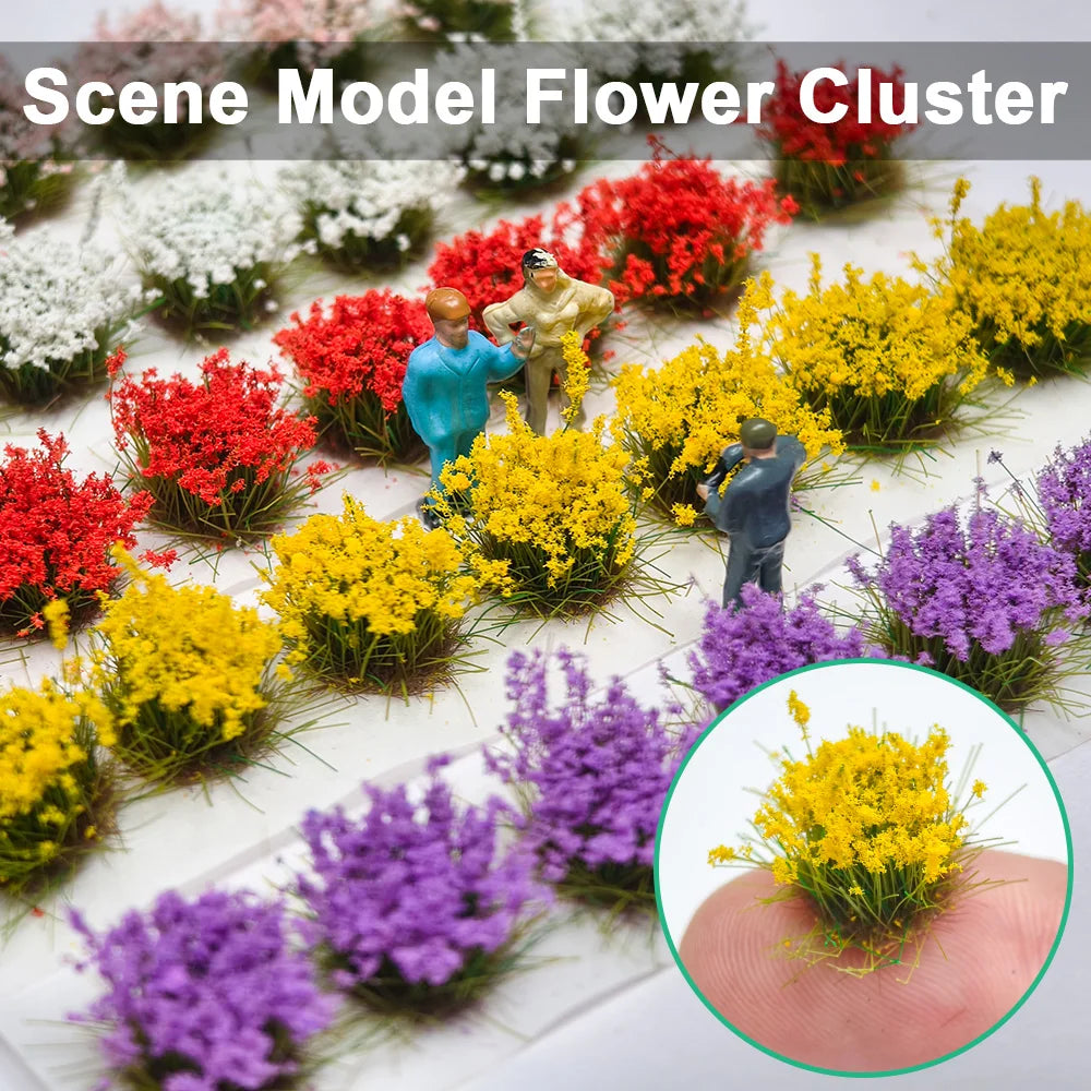 fleurs artificielles miniatures multicolores rouge jaune violet blanc rose diorama construction paysage jardin decoration