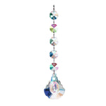 pendentif moderne multicolore facettes brillantes transparents anneaux métalliques chaîne élégants