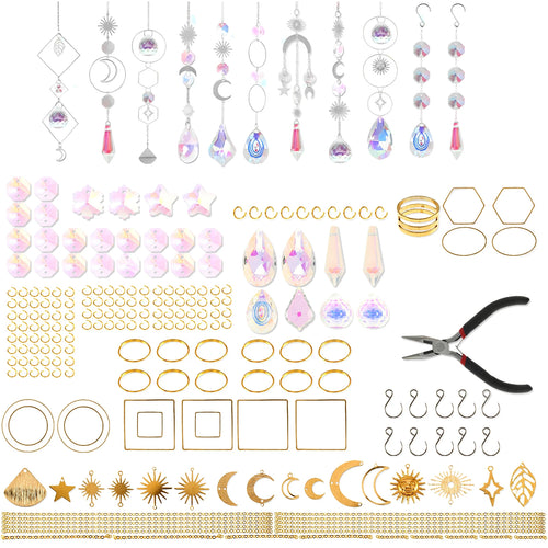 suncatcher artisanal transparent multicolore cristaux motifs floraux papillons roses métal inoxydable kit décoration maison