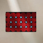 tapis moderne bleu clair rouge blanc motif géométrique doux antidérapant polyester