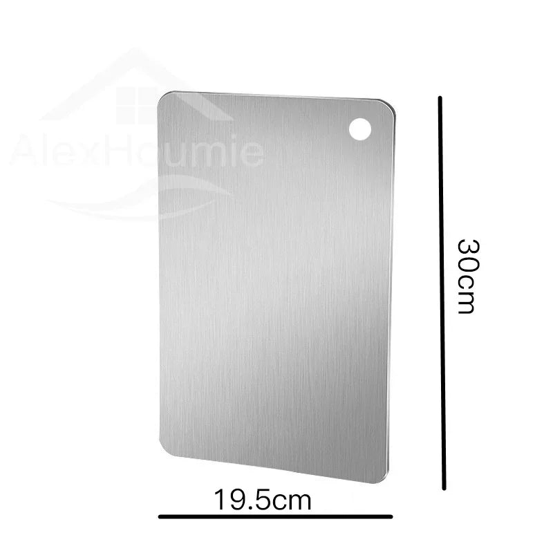 planche découper acier inoxydable rectangle moderne lisse clips argente sale