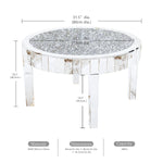 table basse ronde moderne transparente motifs cristal argentée chic salon chambre