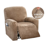 couvre siege fauteuil inclinable velours stretch gris bleu beige moderne élastiques accueil sofa cover