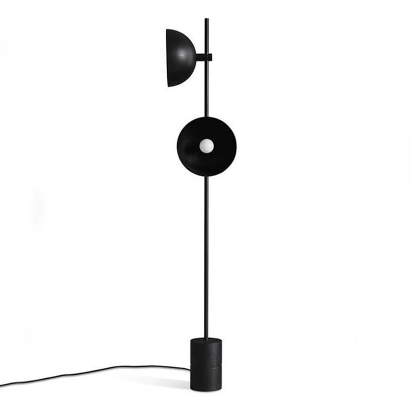 lampe sol noire moderne minimaliste deux sources lumineuses interrupteur tactile métal