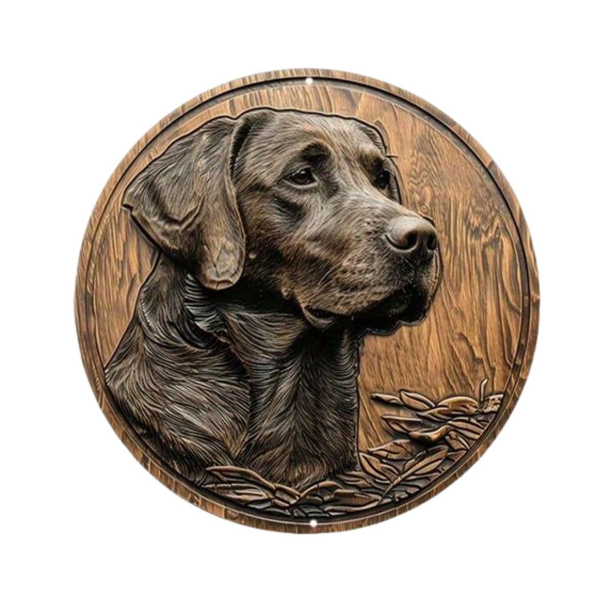 décoration murale plaque chiens relief artisanal clips métalliques couleur marron noir