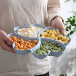 plateau compartiments fruits secs collations bonbons desserts rose bleu vert moderne minimaliste