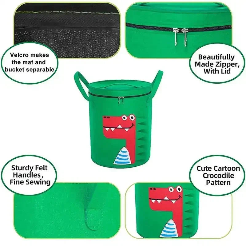 paniers rangement animaux tigre crocodile éléphant jouets gris vert beige couvercle poignées amovibles enfants