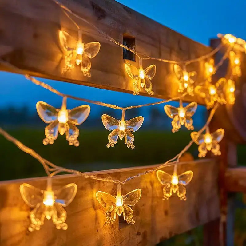 guirlande lumineuse papillon transparente leds clips décoration noël fêtes