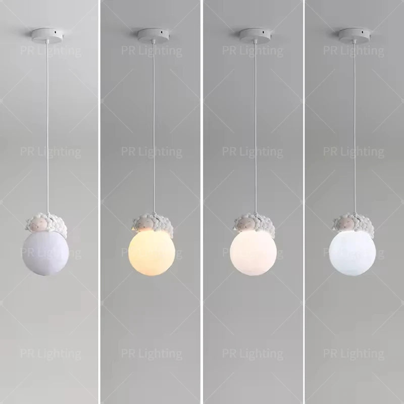 lumière suspendue animaux blanc gris rose bébé moderne minimaliste