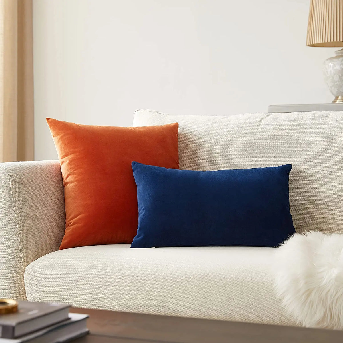 coussin velours orange moderne opacité 45x45cm 50x50cm décoration intérieure sofa chaise voiture