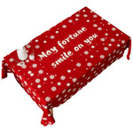 nappe décoration festive motif floral personnage animal opaque polyester coton rouge blanc
