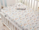 drap housse lit bébé coton motif oiseau étoile enfant chambre moderne blanc jaune gris