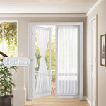 rideau blanc tissé verticalement plissé translucide classique porte d'entrée intérieur maison