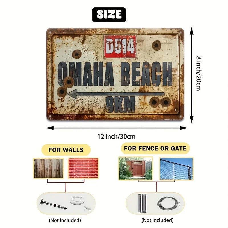 panneau decoratif metal rouille guerre mondiale omaha beach industrielle vintage militaire