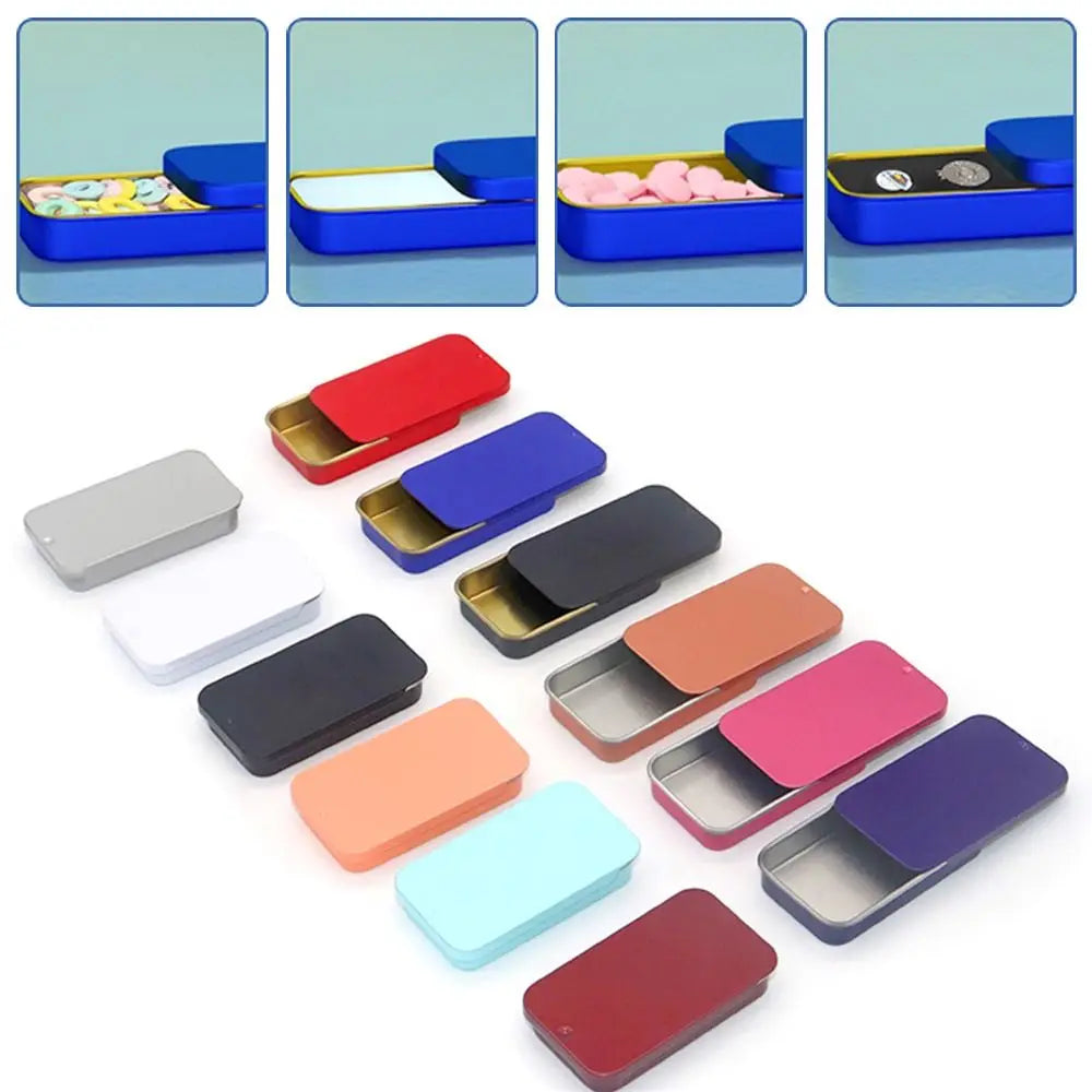 boîtes métalliques or bleu rouge noir classiques empilables respectueuses environnement rangement bijoux multicolores