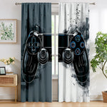 rideau moderne manette jeu gris noir blanc motif abstrait translucide polyester chambre jeu