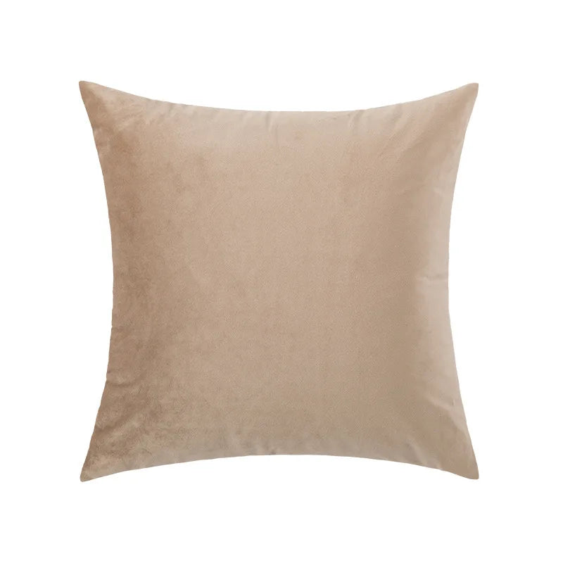 Coussin décoratif beige uni sobre et élégant.