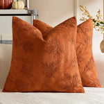 taie d'oreiller jacquard brodé feuille d'érable orange beige maison décoration halloween thanksgiving moderne sans