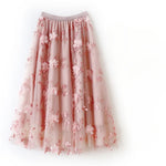 jupe rose fleurs relief tulle élastiquée printemps été féminine élégante romantique coton polyester junior