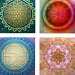 tableau géométrique mandala vert rouge bleu orange artistique abstrait imperméable polyester