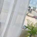 rideau moderne blanc gris motif géométrique translucide salon chambre fenêtre maison