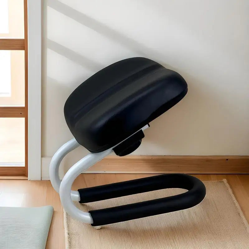 tabouret meditation noir marron moderne cuir synthétique structure metal tapis yoga minimaliste assise texturée