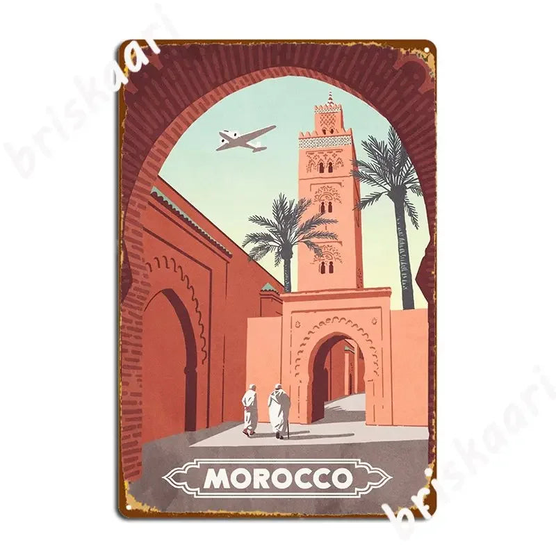 Plaque métallique Maroc style rétro