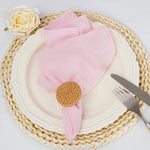lot serviettes coton texture lin broderie rustique broches ruban jute