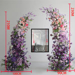 arches décoratives florales artificielles violettes roses romantiques mariageintérieur bouquets fleurs variées texturées