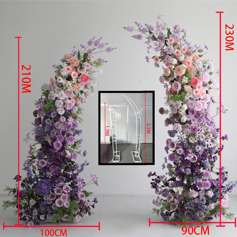 arches décoratives florales artificielles violettes roses romantiques mariageintérieur bouquets fleurs variées texturées