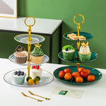 support desserts étages transparent moderne gâteaux fruits fourchettes dorées anniversaire mariage