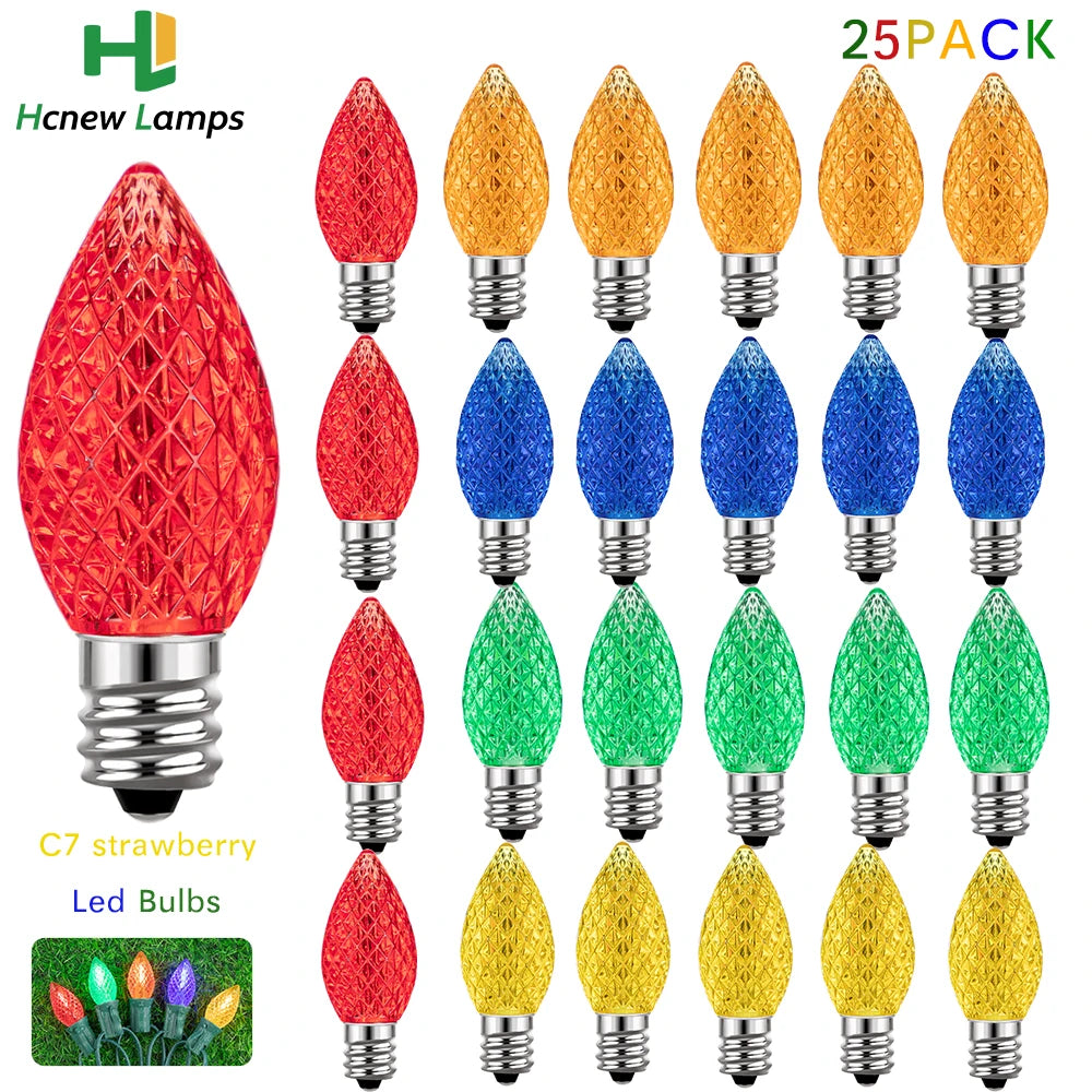 ampoules led multicolores rouge vert bleu jaune orange texturées clips coniques 25 pièces